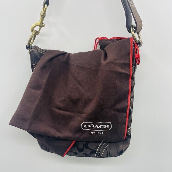 Coach Signature Logo Canvas/Leather Crossbody Shoulder Bag Purse Brown E06U-1040 - Picture 14 of 16